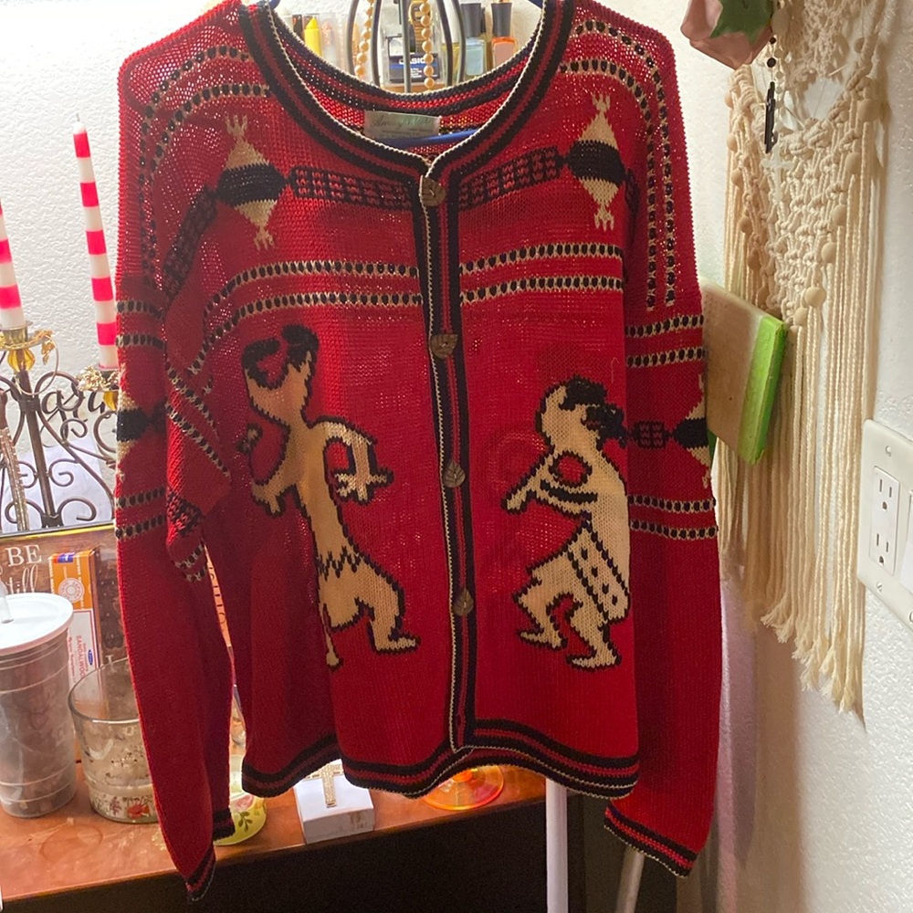 Beautiful African print hand knitted sweater